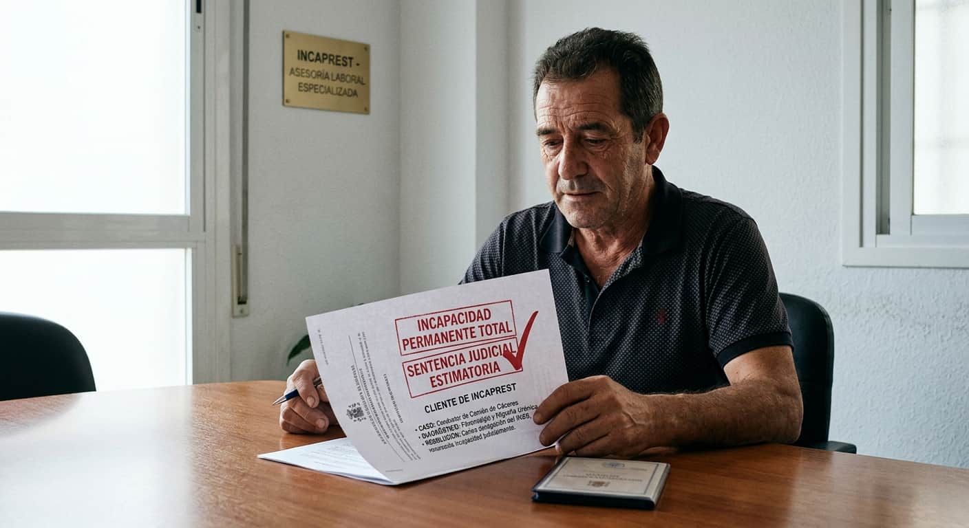 CASO REAL GANADO EN INCAPREST: Un conductor de camión de Cáceres consigue en los juzgados el reconocimiento de una incapacidad permanente tras ser denegada por el INSS