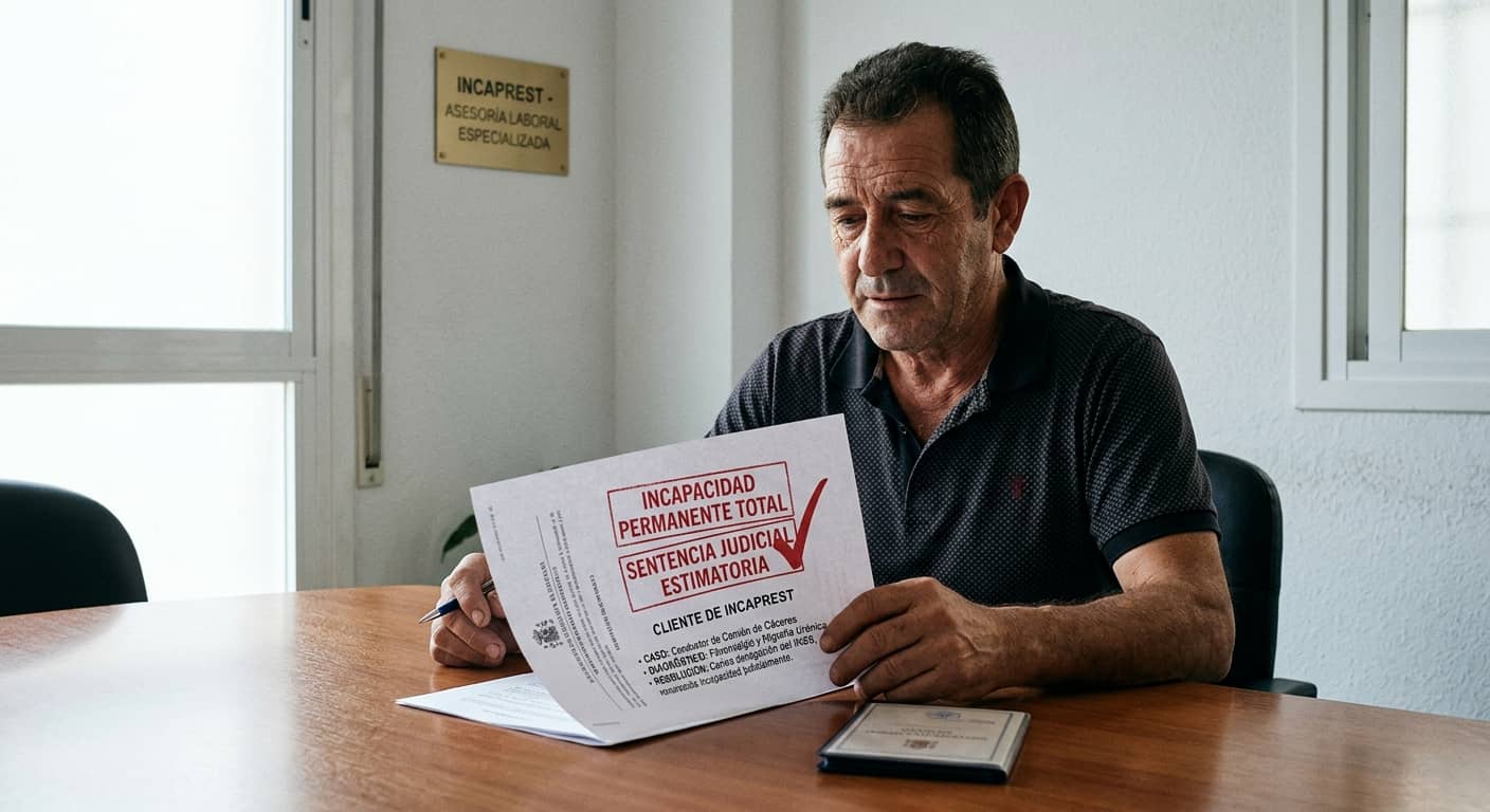 CASO REAL GANADO EN INCAPREST: Un conductor de camión de Cáceres consigue en los juzgados el reconocimiento de una incapacidad permanente tras ser denegada por el INSS