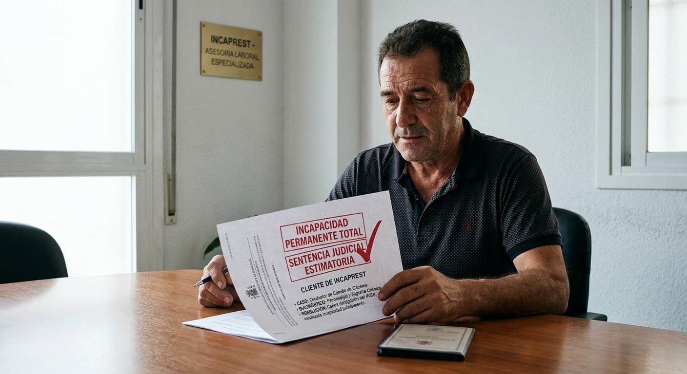 CASO REAL GANADO EN INCAPREST: Un conductor de camión de Cáceres consigue en los juzgados el reconocimiento de una incapacidad permanente tras ser denegada por el INSS